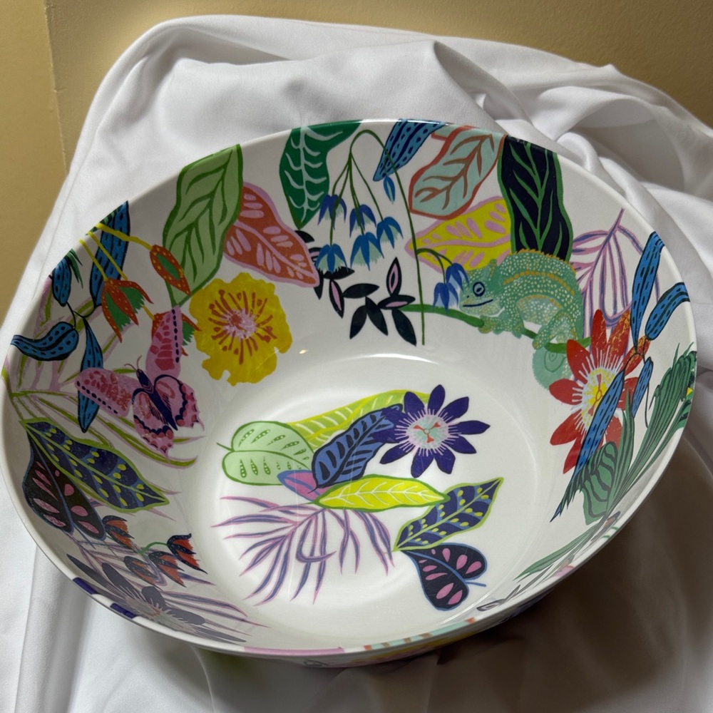 Colorful Tropical Floral Serving Bowl - Multicolor